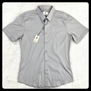 Father Sons Shirt Stretch Slim Fit Men's XL Gray Short Sleeve Button Up FS334B